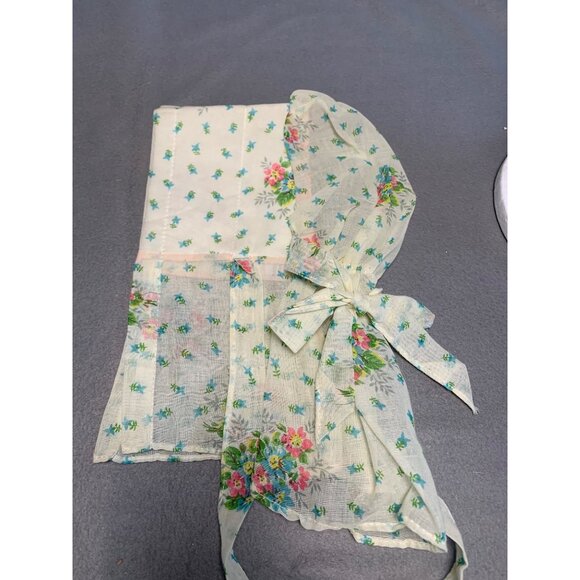 Vintage Floral Bonnet with Ties - Handmade Lightweight Fabric Charming Design - Picture 7 of 9